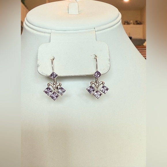 Set of 3 ~ Amethyst, Citrine and Peridot chandelier style earrings. - Picture 5 of 11